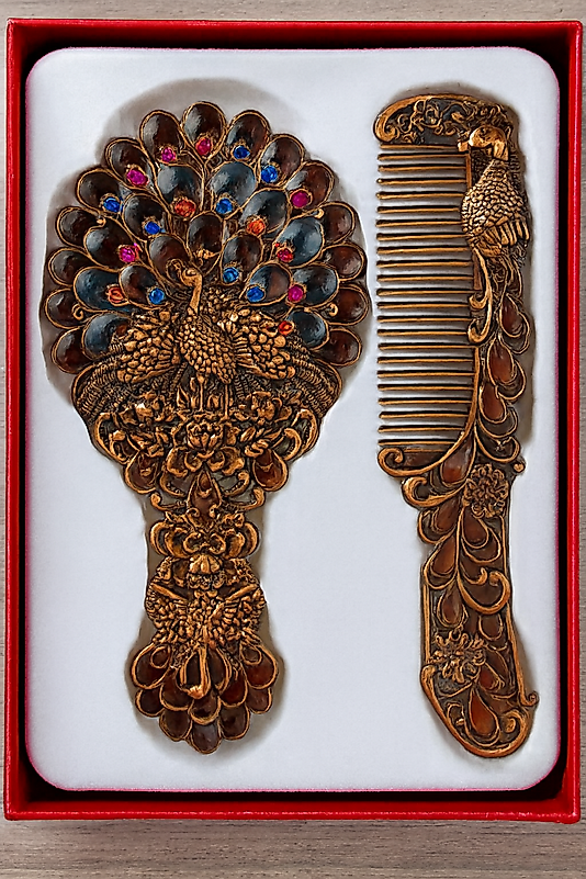 Tavus Kuşu Ayna ve Tarak Seti