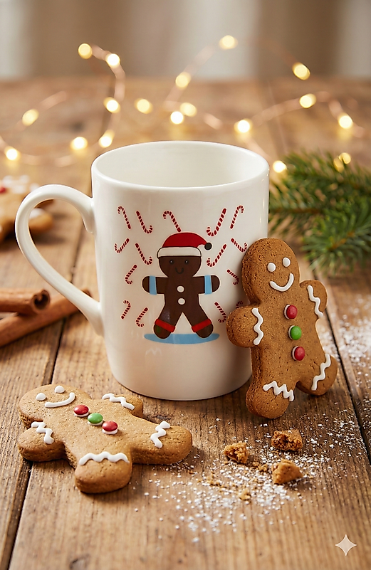 Bisküvi Adam (Gingerbread) Baskılı Yeni Yıl Kupa